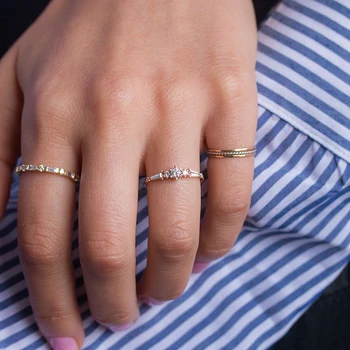  VRÚBKOVANÝM Európskej Vintage Stohovanie Zirkón Prstene Pre Ženy 2020 Nové Trendy Stardust Obdĺžnik Svadobné Šperky Anillos