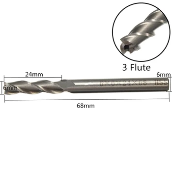  1pc 6 mm x 6 mm 3 Flauta HSS Hliníkové Konci Mlyn Fréza Rozšírené CNC Bit Prenikavého Silné a Odolné Najvyššej Kvality