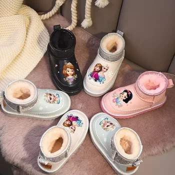  Nové Disney roztomilý Princezná dievčatá mrazené elsa anna zimné Topánky, Topánky Vody Non-slip veľkosť topánok, 26-37