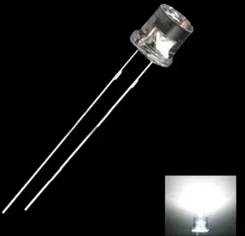  100KS 5MM 2Pin Flat Top Biela LED Široký Uhol Plochý Vedúci Svetlo Lampy