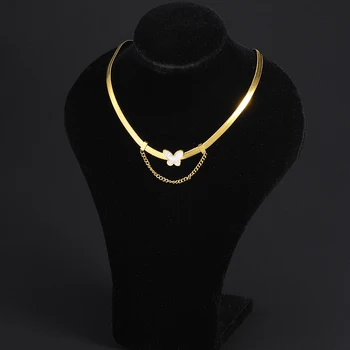  Móda Shell Prívesok Motýľ Náhrdelník Pre Ženy Zlato Z Nehrdzavejúcej Ocele Had Reťazca Clavicle Korálkové Šperky Darček