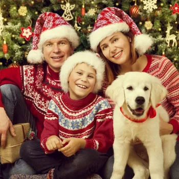  Nový Rok, Santa Claus, Vianočné Hat Plyšové Zahustiť Bavlna Dospelých Detí, Vianočné Hat Klobúk Santa pre Rodič-dieťa Klobúk