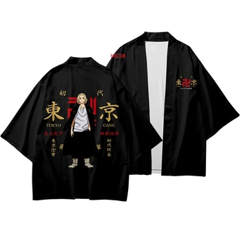  Tokio Revengers Cosplay Plášť Anime Biely Top na Leto Hanagaki Takemichi Ken Ryuguji Haori Kimono Tee Mužov Krátke rukáv