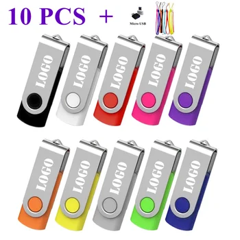  10PCS/veľa Vlastné Logo Pen Drive 64 GB 128 GB Flash USB kľúč 32GB cle usb pamäť 16GB USB Flash Disk s kapacitou 8 gb 4 GB Micro OTG telefón
