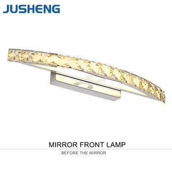  JUSHENG Moderné 15W LED Kúpeľňa Svetlá Top Zrkadlo Osvetlenie 100-240V Nehrdzavejúcej Crystal Mesiac Tvar Sconces Krytý 54cm Dlhé