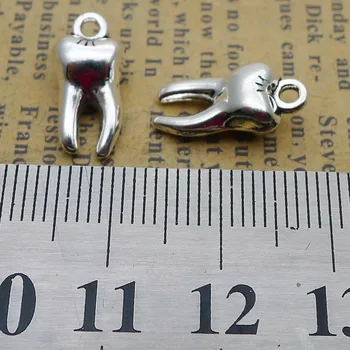 20Pieces 8*15 mm Antique Silver Farba Špeciálne Zub Charms Náušnice Prívesok Earrrings Príslušenstvo zobrazili kľúčové tlačidlá Pre DIY Šperky Robiť