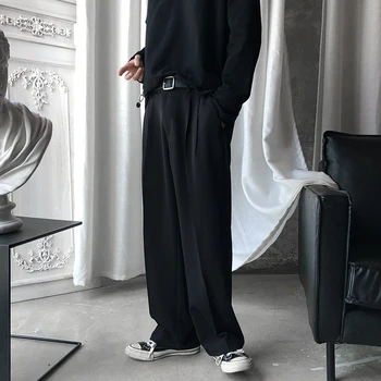  2021 pánske jednofarebné Rovno Hárem Nohavice Muž Jogger Nový kórejský Streetwear Módy Nohavice Bežné Žena Dlhé Nohavice Nadrozmerné
