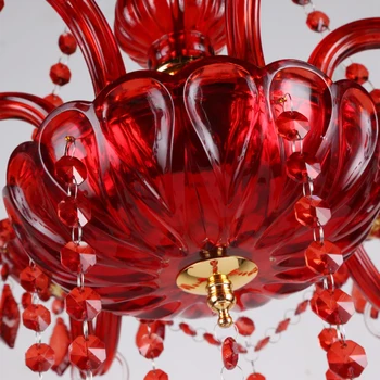  Kvalitné Červené K9 Krištáľový Luster Lesk, Krištáľové Lustre Svetlo Listry De Cristal Luster LED Villa Červené svetlo