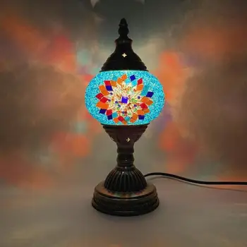  Diy Turecký Mozaiky Stolná Lampa Nový Štýl Mozaiky Stolná Lampa Vintage Štýle Art Deco Ručne Lamparas Mesa Sklo Romantický Posteľ Svetlo