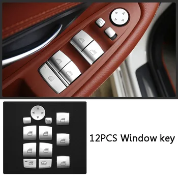  Chrome ABS interiéru Vozidla Tlačidlá Flitrami Dekorácie Kryt Výbava Obtlačky pre BMW 5 series f10 f18 520 525 528 530 2011-17 Auto zariadené, pri