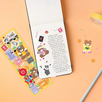  1 ks Candy Farby Medveď Kawaii Nálepky DIY Scrapbooking Notebook, Mobilný Telefón Prípade Ploché Roztomilý Tlačoviny Dekorácie kórejský Nálepky