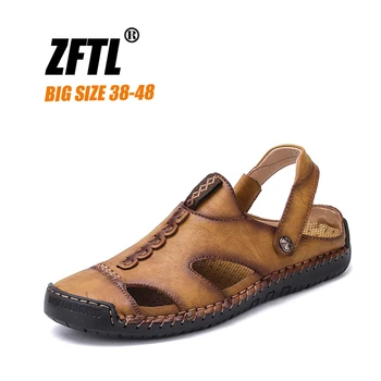  ZFTL Nové Mužov Sandále Ručné Man Bežné plážové sandále pravej kože veľké veľkosti mužskej voľný čas, outdoor papuče non-slip 064