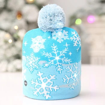  LED Vianočné Hat Pletené Farebné Novinka Roztomilý rozsvieti Klobúk Osvetlenie Vianočné Výzdoba pre Vianočný Večierok