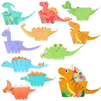  Roztomilý Dinosaurus Cupcake Mulčovače A Wrapper Povrch Vložky S Dinosaura Vyberá Cake Decoration Deti Deťom Darčeky