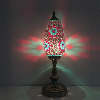  Turecký mozaiky lampy vintage štýle art Deco Ručne vyrábané Sklo romantický posteľ svetlo lampada da tavolo stile mediterraneo turco