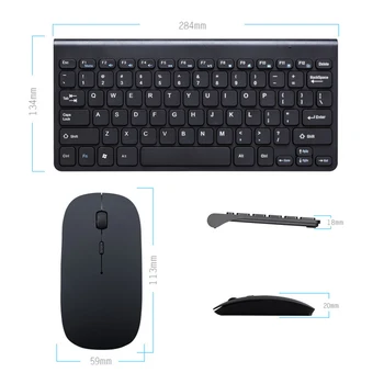  Elisona 2,4 GHz Bezdrôtovej Klávesnice a Myši Nastaviť Ultra Slim Klávesnica s Číslom Pad Mini Key rada pre Stolné PC, Notebook