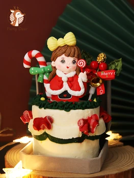  Happy Christmas chlapec a dievča tortu dekorácie Vianočné Tortu Mulčovače, Šťastný Nový Rok, Dekorácie, Party Pečenia Dodávky Láska Darčeky