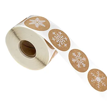  Kolo Kraft Vianočné Samolepky 6 Vzory 500 Štítky papierové Snowflake Nálepka pre Ďakujeme, že Ste Obálky Tesnenie Štítok Nálepky na kancelárske potreby