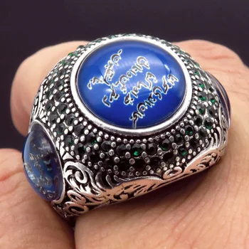  Muži Zliatiny Veľký Vyrezávaný Prst Prsteň Tmavo Modrý Kameň Prstene pre Ženy, Mužov Rock, Punk Starožitné Boho turecký Štýl Šperky 2020