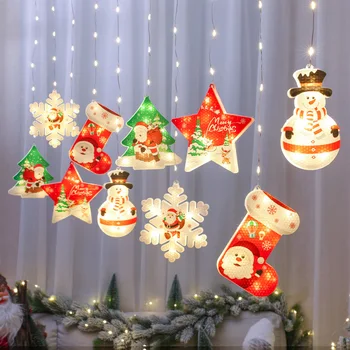  Home Decor Rozprávkových Svetiel LED Star Snowflake Curtai String Svetlá na Vianočné Girlandy Svadobné, Vianočné Holiday Party Dekorácie Osvetlenie