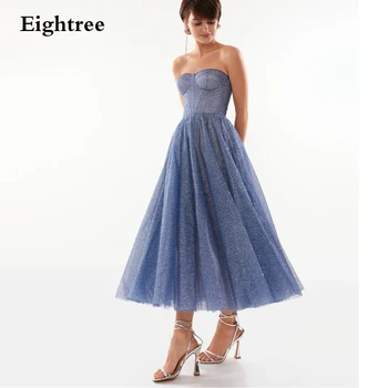  Eightree Modrý Lesk A-Line Krátke Prom Šaty Bez Rukávov Iskrivý Formálne Večerné Šaty Milú, Šplhať Party Šaty