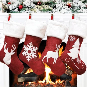  2022 Nový Rok Vianočná Pančucha Vrece Vianoce, Vianočné Dekorácie pre Domov Ponožky Vianočný Strom Decor Snehuliak Santa Elk Medveď