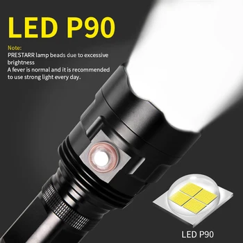  Vysoký Výkon P90 LED Baterka Ultra Svetlé Pochodeň 6 Prepínač Režimov Nepremokavé USB Nabíjateľné Floodlight Outdoor Camping Svetlá