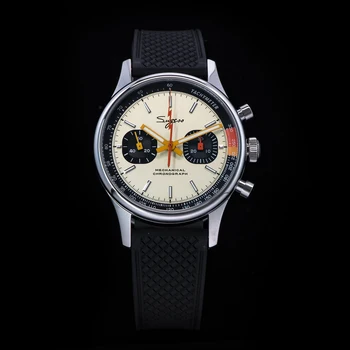  Sugess Pilot Sledovať ST19 Seagull Pohyb Swaneck náramkové hodinky Mechanické Chronograp Sappire Crystal Vojenské Obmedzené Racing 1963