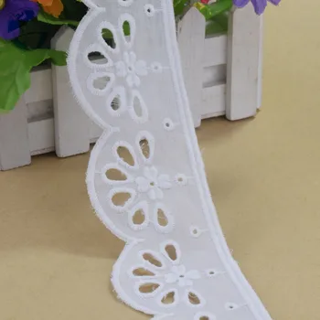  5 cm Šírka Bavlna Embroidey Biele Čipky Šitie Páse s nástrojmi Guipure Afriky Čipky látky Trim Svadobné DIY Odev, Príslušenstvo#4249