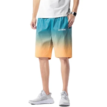  Muži Beach Šortky Bežné Mužov Streetwear Voľné Pracovné Šortky Gradient Farba Krátke Nohavice