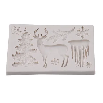  Silikónové Formy 3D Vianočný Stromček Elk Snowflake Sobov Fondant Plesne Cake Zdobenie Nástroje DIY Čokoláda Jelly Pečenie Nástroje Suga