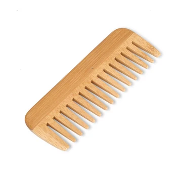  Prírodný Bambus Široký Zub Špirála Detangling Anti-Statické Kučeravé Vlasy, pre Ženy, Mužov Q81B