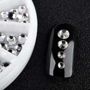  1 Box Priehľadný 3D Akrylové Ploché Crystal Koliesko na Nechty, Samolepky, Dekorácie DIY Nechtov Umenie Tipy Šperky Kamienkami Manikúra nástroje