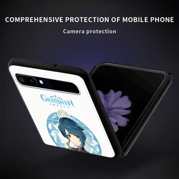 Anime Genshin Vplyv Telefón Prípade Coque Pre Samsung Galaxy Z Flip3 5G Zadný Kryt Pre Galaxy Z Flip 3 Z Flip 5G Soft Shell Funda