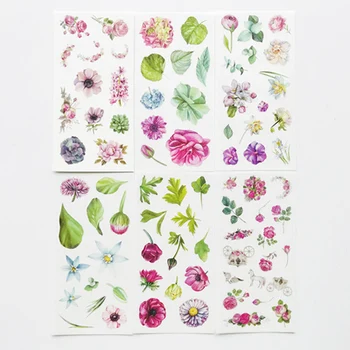  6 Listov lotosové Kvety Papierové Nálepky DIY Dekoratívne Tesnenie Prilepte Nálepku Stick