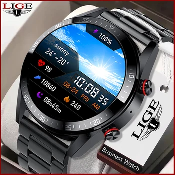  LIGE Nové 454*454 Obrazovke, Smart Hodinky Muži Vždy Zobrazovať Čas Bluetooth Zavolať Miestnu Hudbu Mužov Smartwatch Pre Huawei Xiao +Box