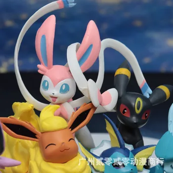  Pokemon Údaje Hračka Pokémon Ísť Scény 9 Eevee rodiny, vývojových foriem Anime Obrázok Model Hračky
