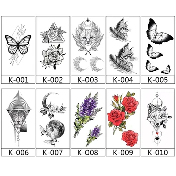  10Pcs/Set Dočasné Tetovanie Nálepky Nepremokavé Rameno Clavicle Body Art Nálepky Jednorazové Sexy Motýľ Rose Mesiac Bez Opakovania K