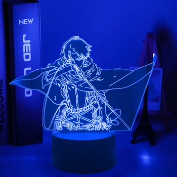  Anime Útok na Titan 3d Lampa Levi Ackermana svetlo pre Spálne Dekorácie Deti Darček Útok na Titan LED Nočné Svetlo Levi