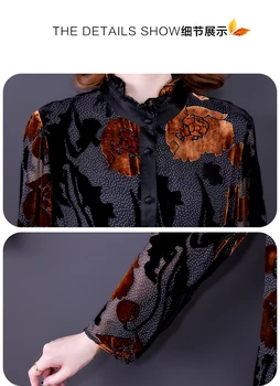  ZUOMAN Veľké Veľkosti Vintage kórejské Oblečenie Žien Zamatové Šaty Nové Dot Vytlačené Spálené Kvety Elegantná Dáma Voľné Jeseň Dlhé Šaty