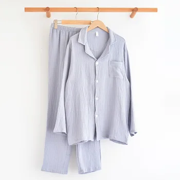  Japonský jar a na jeseň nový pár pyžamo dva-kus bavlna mužov a žien home service dlhým rukávom oblek nohavice