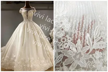  5 metrov gg0122 # offwhite sequin kvet prúžok výšivky tylu čistý oka čipky textílie na svadby/ rezaní/party šaty