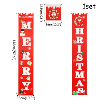  Veselé Vianoce Verandu Prihlásiť Dekoratívne Dvere Banner Vonkajšie Vianočné Dekorácie pre Domov Ozdoby Vianočné Navidad 2021 Nový Rok