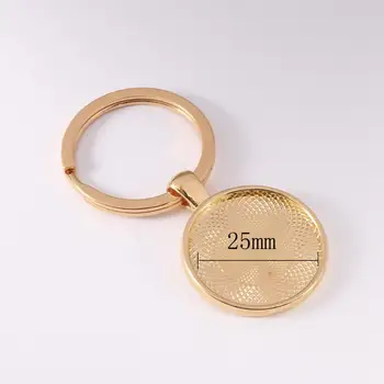  5 ks/veľa Keychain S Príveskom Fit 25 mm Portrét Sklo Cabochon Základne Nastavenie Rámu Prázdne DIY Keychain krúžok na Dodávky Pre Šperky