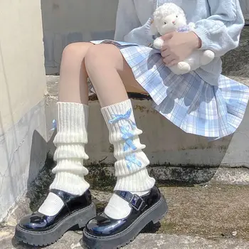  Biela Leg Warmers Japonský Jk Ponožky Zimné Nohu Zahŕňa Zimné Dámske Ponožky Lolita Pliesť Ponožky Roztomilý Dlho Podkolienky Servítky Ponožky