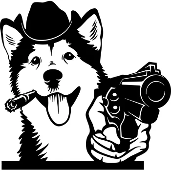  Fuzhen Boutique Obtlačky Vonkajšie Príslušenstvo Gangster Belgického Ovčiaka Krytie Aljašský Pes Zbraň Vinyl Auto Nálepky, Auto Diely