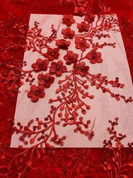  Krajky Na 2.5 Dvore Mäkké Čistý 3D Kvety, Čipky a Tylu Nášivka Lístkov Korálkové Kamienkami Oka Textílie Pre Odevy Handričkou Šitie