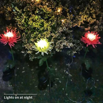  LED Solárne Svetlo, Kvety Svetlo Umelé Chryzantéma Simulácia Kvet Nepremokavé Vonkajšie Záhradné Kosačky Vkladov Lampy Dvore Umenie