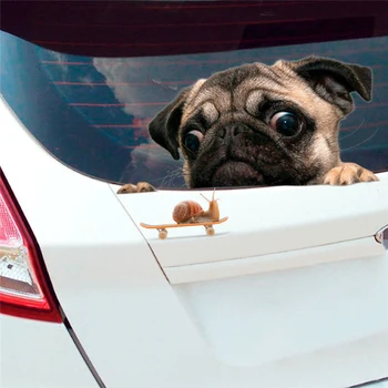  Zábavné 3D Pug Psov Sledovať Vozidlo, do Okna Odtlačkový Roztomilý Šteňa Pet Nálepky Dropshiping