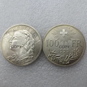  Švajčiarsko 100 Frs 1925 Strieborné Pozlátené Tvorivé Kópiu Mince